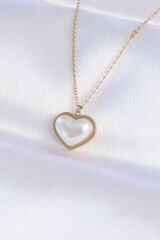 316L Çelik Zincir Gold Renk Beyaz Taşlı Bubble Kalp Kolye