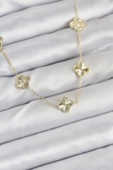 Pirinç Gold Renk Yonca Kadın Kolye