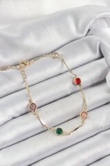 Pirinç Asorti Model Gold Renk Zirkon Taşlı Kadın Bileklik