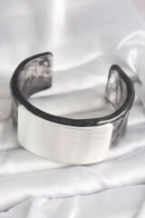 Siyah Mermer Desen Akrilik Plastik Dikdörtgen Plaka Model Vintage Kadın Bilezik