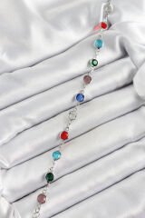 Pirinç Gümüş Renk Karışık Renk Zirkon Taşlı Kadın Bileklik