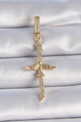 Pirinç Gold Renk Zirkon Taş Detaylı Elif Model Anka Kuşu Figür Ajda Charm