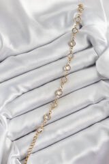 Pirinç Gold Renk Zirkon Taşlı Kadın Bileklik