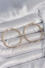 316 Çelik Gold Renk 43 mm Halka Model Kadın Küpe