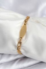 316L Çelik Gold Renk Oval Yazı Yazmaya Uygun Kadın Bileklik