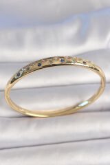 Pirinç Gold Renk Yıldız İşlemeli Zirkon Taşlı Kadın Kelepçe