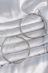 316 Çelik Gümüş Renk 63 mm Halka Model Kadın Küpe