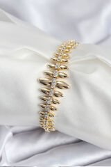 Pirinç VIP Seri Gold Renk Sıralı Damla Model Kadın Bileklik