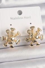 Pirinç Gold Renk Virüs Figür Model Kadın Küpe