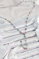 Pirinç Renkli Zirkon Taşlı Üçgen Model Gümüş Renk Kadın Y Kolye