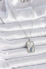 316L Çelik Gümüş Renk Zincir Kova Burcu Zirkon Taşlı Kadın Kolye