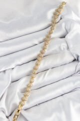 Pirinç Zirkon Taşlı Yarım Topcuk Model Gold Renk VIP Seri Kadın Bileklik