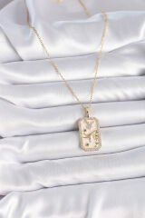 316L Çelik Gold Renk Zincir Boğa Burcu Zirkon Taşlı Kadın Kolye