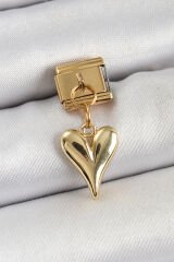 316L Çelik Sallantılı Kalp Model Gold Renk Nomination Charm