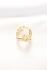 Topçuk Model Zirkon Taşlı Gold Renk Ayarlanabilir Yüzük