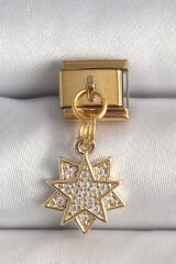 316L Çelik Gold Renk Sallantı Zirkon Taşlı Yıldız Model Nomination Charm