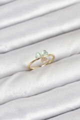 Pirinç Gold Renk Yonca Model Kadın Yüzük