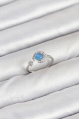 Pirinç Gümüş Renk Zirkon Taşlı Ay Yıldız Kadın Yüzük