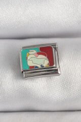 316L Çelik Gümüş Renk Renkli Portre Model Nomination Charm