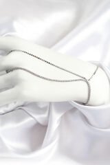 Pirinç Zirkon Taşlı Ezme Zincir Model Gümüş Renk Kadın Şahmeran