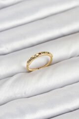 Pirinç Gold Renk Renkli Zirkon Taşlı Kadın Yüzük