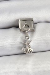 316L Çelik Sallantılı Zirkon Taşlı Deniz Yıldızı Ve İstiridye Model Gümüş Renk Nomination Charm