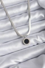 316L Çelik Gümüş Renk İtalyan Zincir Model İşleme Detay Kadın Kolye