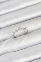 Pirinç Gümüş Renk Manifest Kadın Yüzük