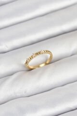 Pirinç Gold Renk Lazer Kesim Kadın Yüzük