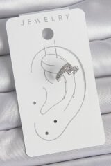 Pirinç Gümüş Renk Zirkon Taşlı Kadın Kıkırdak Küpe