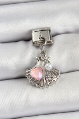 316L Çelik Sallantılı İnci Detaylı İstiridye Model Gümüş Renk Nomination Charm