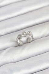 Pirinç Gümüş Renk Yonca Model Kadın Yüzük