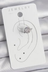 Pirinç Gümüş Renk Zirkon Taşlı Kadın Kıkırdak Model Küpe