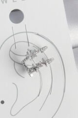 Pirinç Gümüş Renk Zirkon Taşlı Yıldız Model Kadın Kıkırdak Küpe