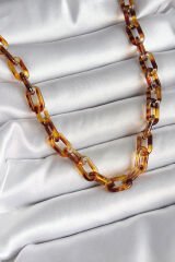 Leopar Desenli Mika Zincir Kadın Kolye