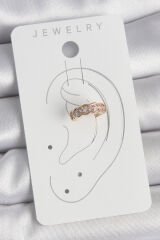 Pirinç Gold Renk Zirkon Taşlı Kadın Kıkırdak Küpe