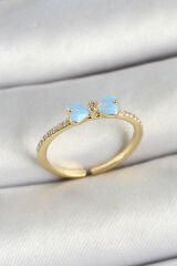 Pirinç Fiyonk Figürlü Zirkon Taşlı Gold Renk Ayarlanabilir Kadın Yüzük