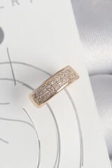 Pirinç Gold Renk Zirkon Taşlı Kadın Kıkırdak Küpe