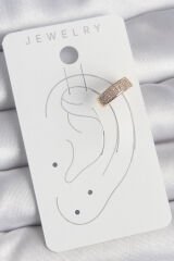 Pirinç Gold Renk Zirkon Taşlı Kadın Kıkırdak Küpe