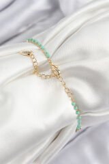 Pirinç Zirkon Taşlı Mavi Boncuklu Model Gold Renk Kadın Bileklik