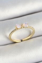 Pirinç Fiyonk Figürlü Zirkon Taşlı Gold Renk Ayarlanabilir Kadın Yüzük