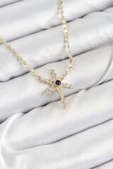 Pirinç Zirkon Taşlı Kutup Yıldızı Model Ezme Zincir Gold Renk Kadın Kolye