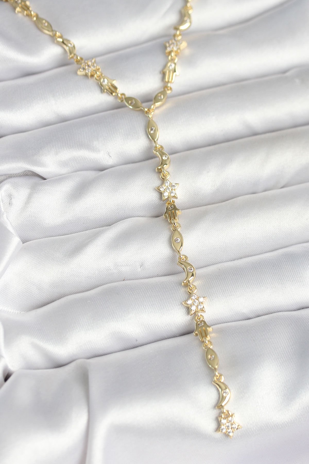 Pirinç Gold Renk Kadın Manifest Kolye