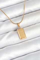 316L Çelik Gold Renk Külçe Altın Model Kolye