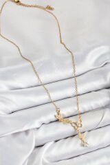 316L Çelik Zirkon Taşlı Kelebek Model Gold Renk Kadın Kolye