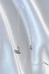 316L Çelik Zincir Gümüş Renk Renkli Zirkon Taşlı Kalp Kolye