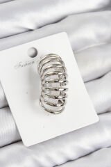 Pirinç Yay Model Gümüş Renk Sağ Kıkırdak Küpe