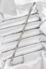 316L Çelik Gümüş Renk Yassı Zincir Model Kadın Bileklik