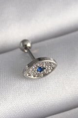 316L Çelik Gümüş Renk Zirkon Taşlı Göz Tragus Piercing
