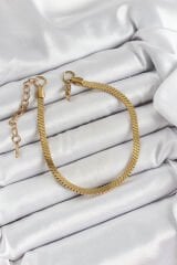 316L Çelik Gold Renk Yassı Zincir Model Kadın Bileklik